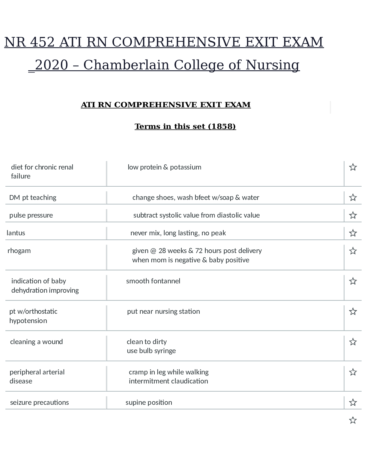 Preview image for NR 452 ATI RN COMPREHENSIVE EXIT EXAM Flashcards 2020